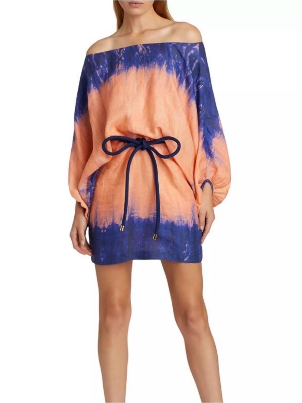 SILVIA TCHERASSI Mini Linen Off Shoulder dress with belt XS